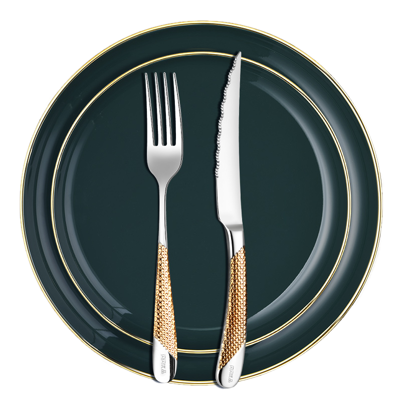 304不锈钢牛排刀叉盘子套装欧式家用西餐餐具两件套刀叉勺三件套