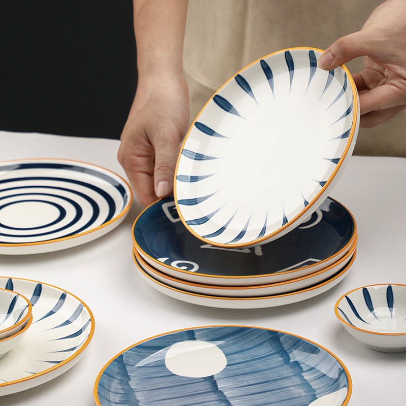 釉下彩套装组合家用创意陶瓷盘子