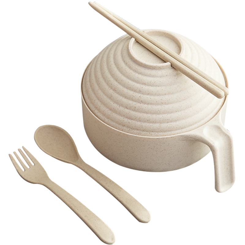 小麦秸秆单个饭碗筷套装碗泡面碗