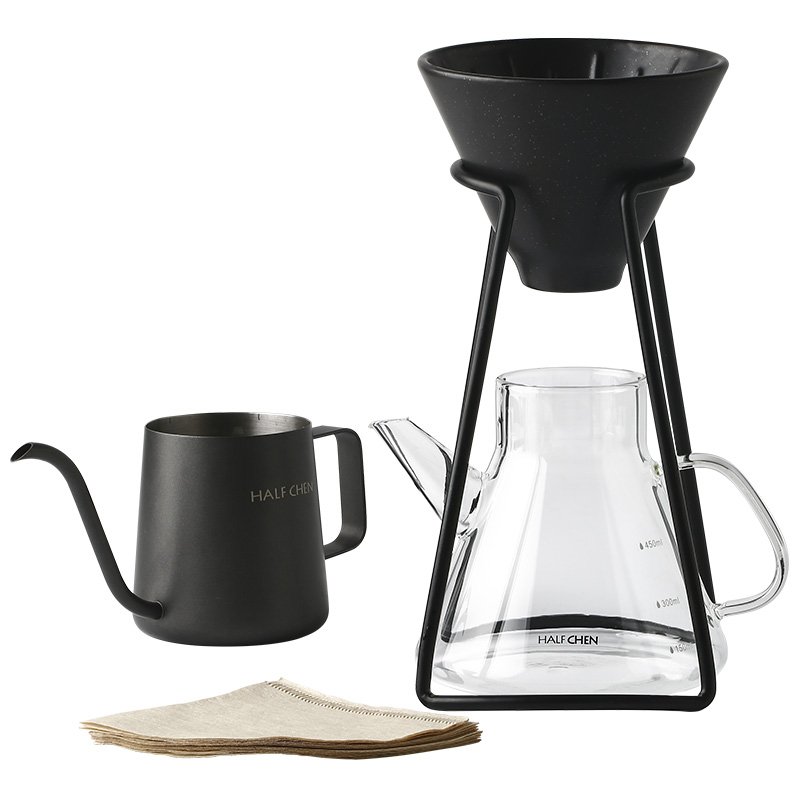 瓷彩美手冲咖啡壶套装V60滴漏式滤杯架分享壶手冲壶家用咖啡器具