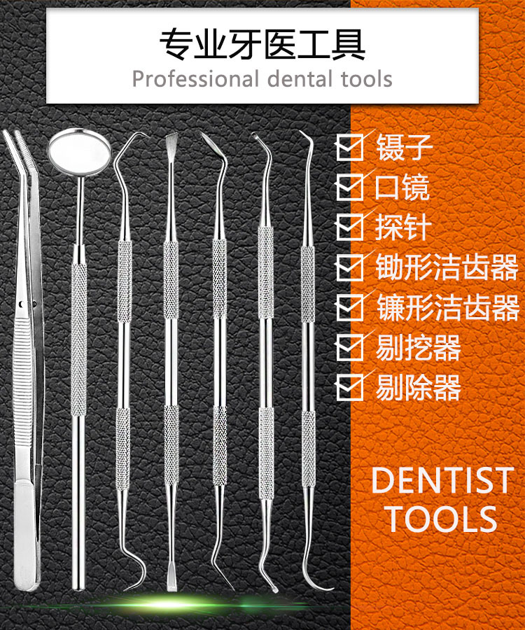 厂家直销牙医工具 口腔护理工具套装 不锈钢牙科工具牙结石去除器