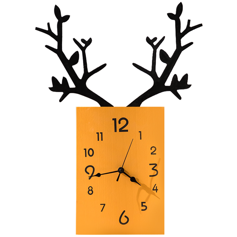 挂钟客厅北欧简约时钟电子钟挂墙家用钟饰创意鹿头挂表餐厅装饰钟