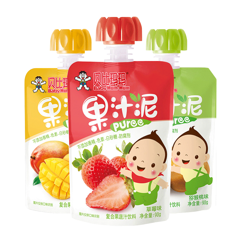 旺旺贝比玛玛果汁泥婴儿童零食水果泥90g*12支宝宝果泥