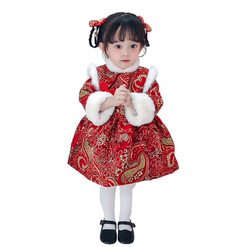 女宝宝拜年服冬装儿童中国风唐装婴儿周岁过年衣服新年装女童旗袍