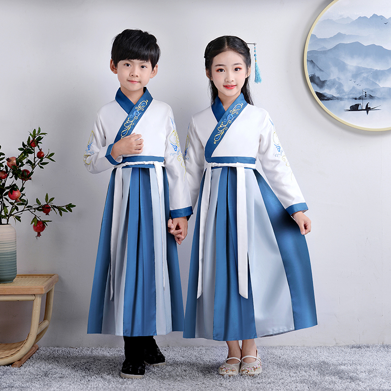 汉服男童国学服中国风古装书童服装三字经弟子规儿童演出服小学生