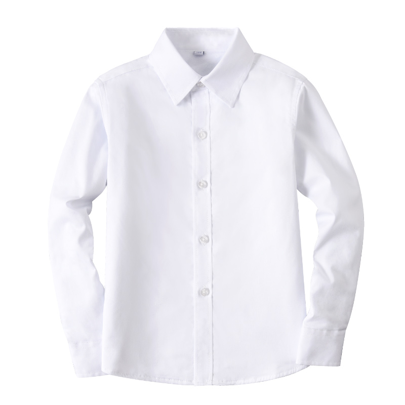 男童白衬衫长袖纯棉加绒加厚校服
