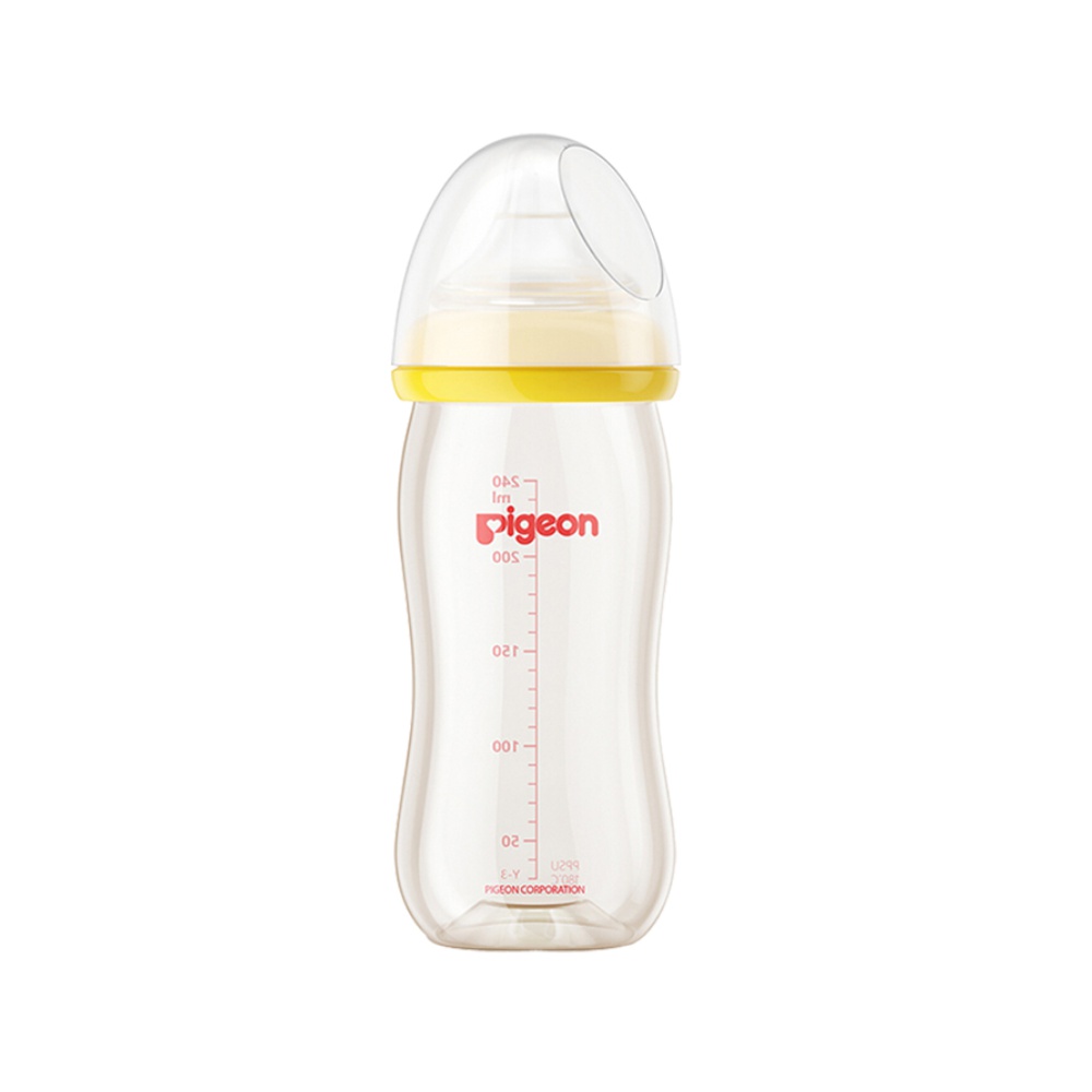Pigeon贝亲奶瓶婴儿宽口ppsu奶瓶黄240ml配L号奶嘴仿母乳自然实感