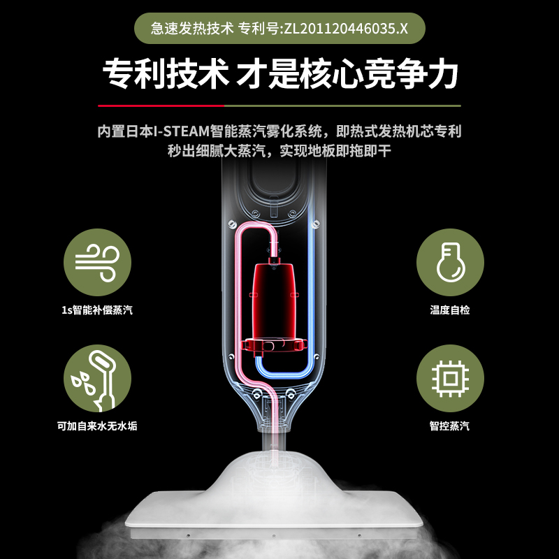 日本Apixintl 蒸汽拖把家用电动高温蒸气清洁机非无线拖地机神器