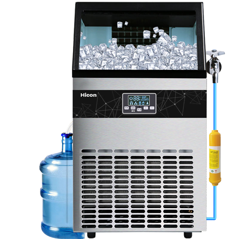 Hicon惠康制冰机商用奶茶店大型68kg100kg大容量家用小型方冰块机