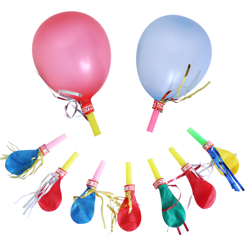 卡通口哨会响的吹龙气球会叫儿童带哨子玩具生日派对用品喇叭汽球