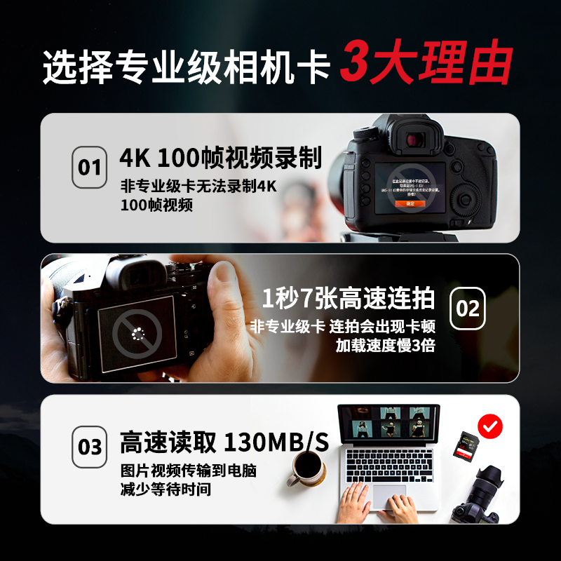 兰科芯sd卡64g相机内存卡SD高速摄像机存储卡佳能尼康索尼松下微单数码相机SD大卡单反相机存储卡专业级U3 4K