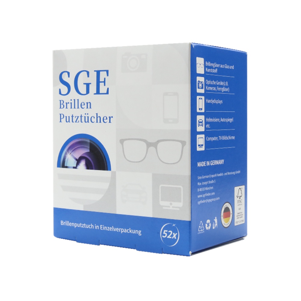 德国进口可茵慈SGE擦眼镜纸湿巾52片镜头杀菌防雾清洁布一次性