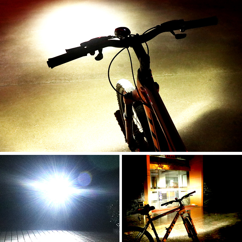 自行车灯前灯充电强光手电筒骑行装备单车灯夜骑配件灯山地车车灯
