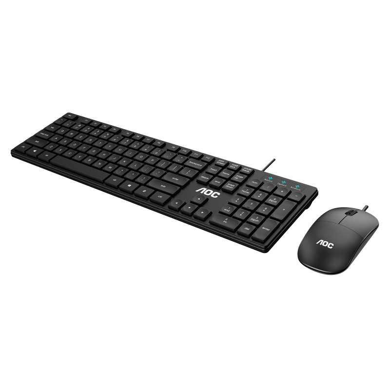 AOC有线键盘鼠标套装KM401办公家用超薄USB台式电脑游戏LOL鼠键套配件防水静音健盘商务办公男女无限轻薄键鼠